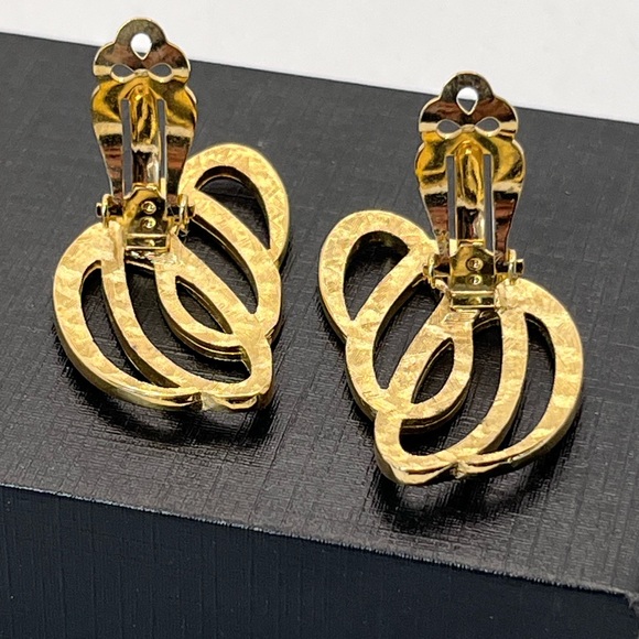 Givenchy Vintage 80’s Modernist Gold-Tone Abstract Earrings - Picture 4 of 8